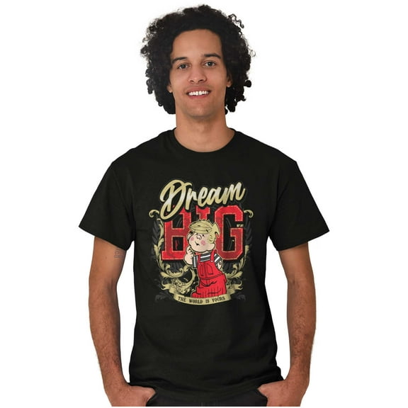 Dream Big The World is Yours Cartoon Men's Graphic T Shirt Tees Brisco Brands M