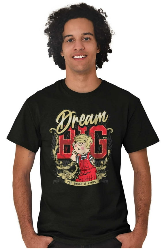 Dream Big The World is Yours Cartoon Men's Graphic T Shirt Tees Brisco Brands M