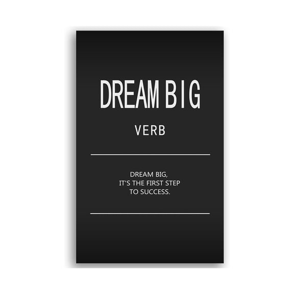 Dream Big (Verb) Positive Affirmation Wall Art - Motivational Canvas Print for Office and Home Decor