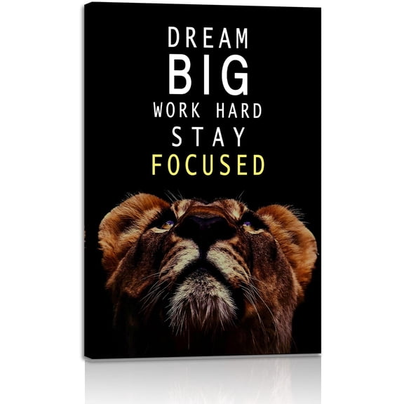 Dream Big And Work Hard Motivational Print Canvas Wall Art Inspirational Poster Artwork Modern Home Decor For Home,Office,Gym,Classroom Wall Decor Ready To Hang