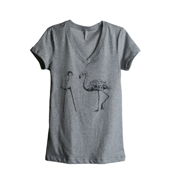 Dream Bigger Penguin Women's Fashion Relaxed V-Neck T-Shirt Tee Heather Grey Small
