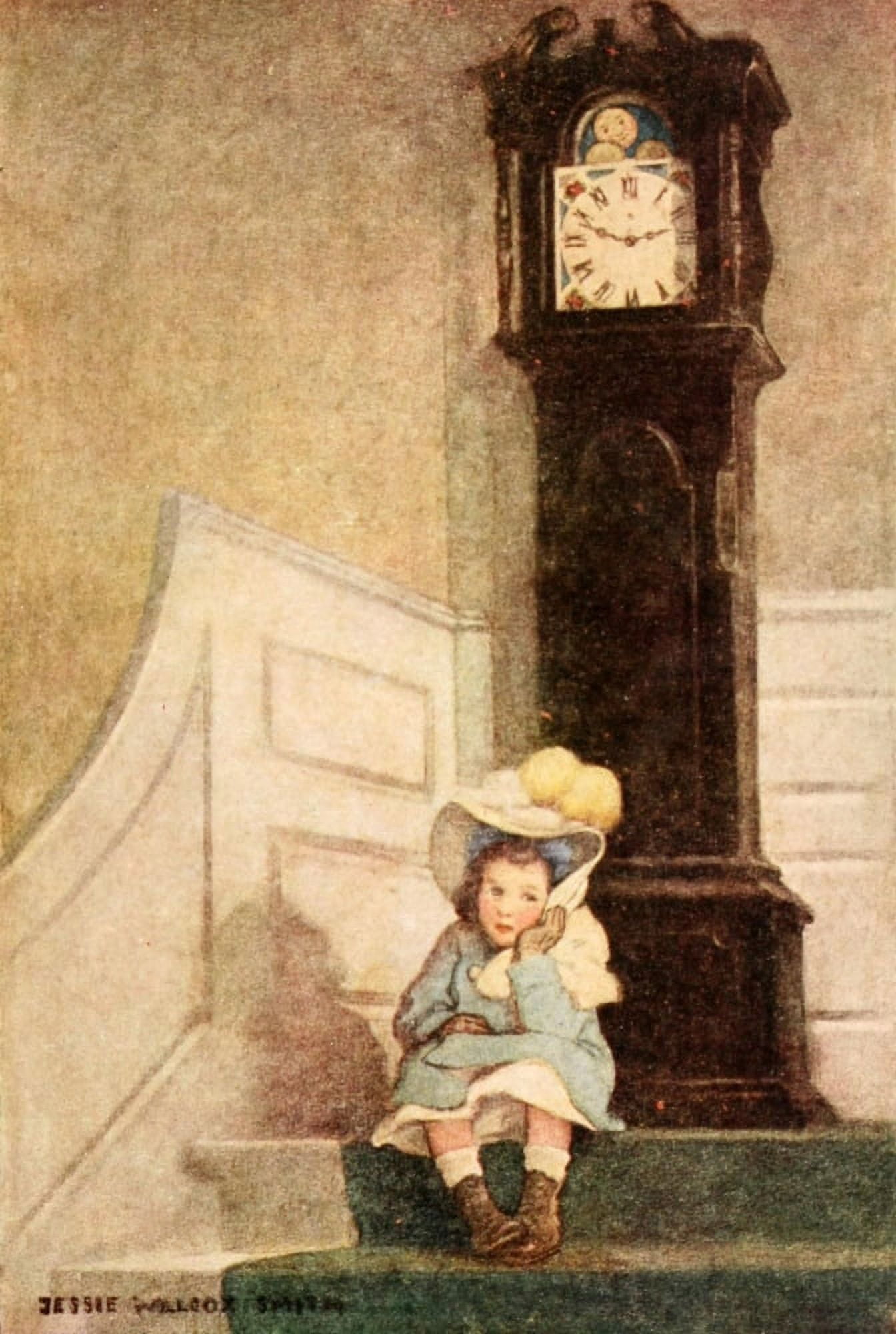Dream Blocks 1908 The big clock Canvas Art - Jessie Willcox Smith (18 x 24)