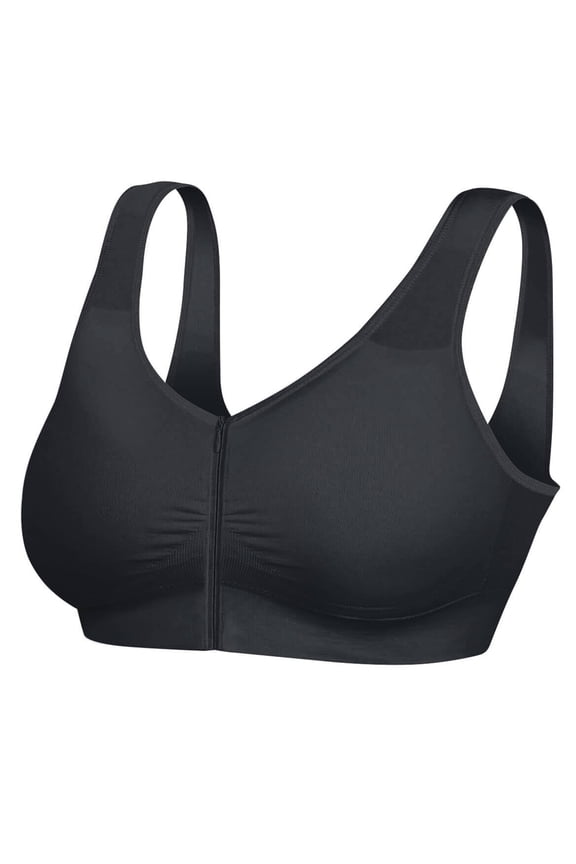 Dream Bras Copper Therapy Zip-Front Bra, Black, Medium