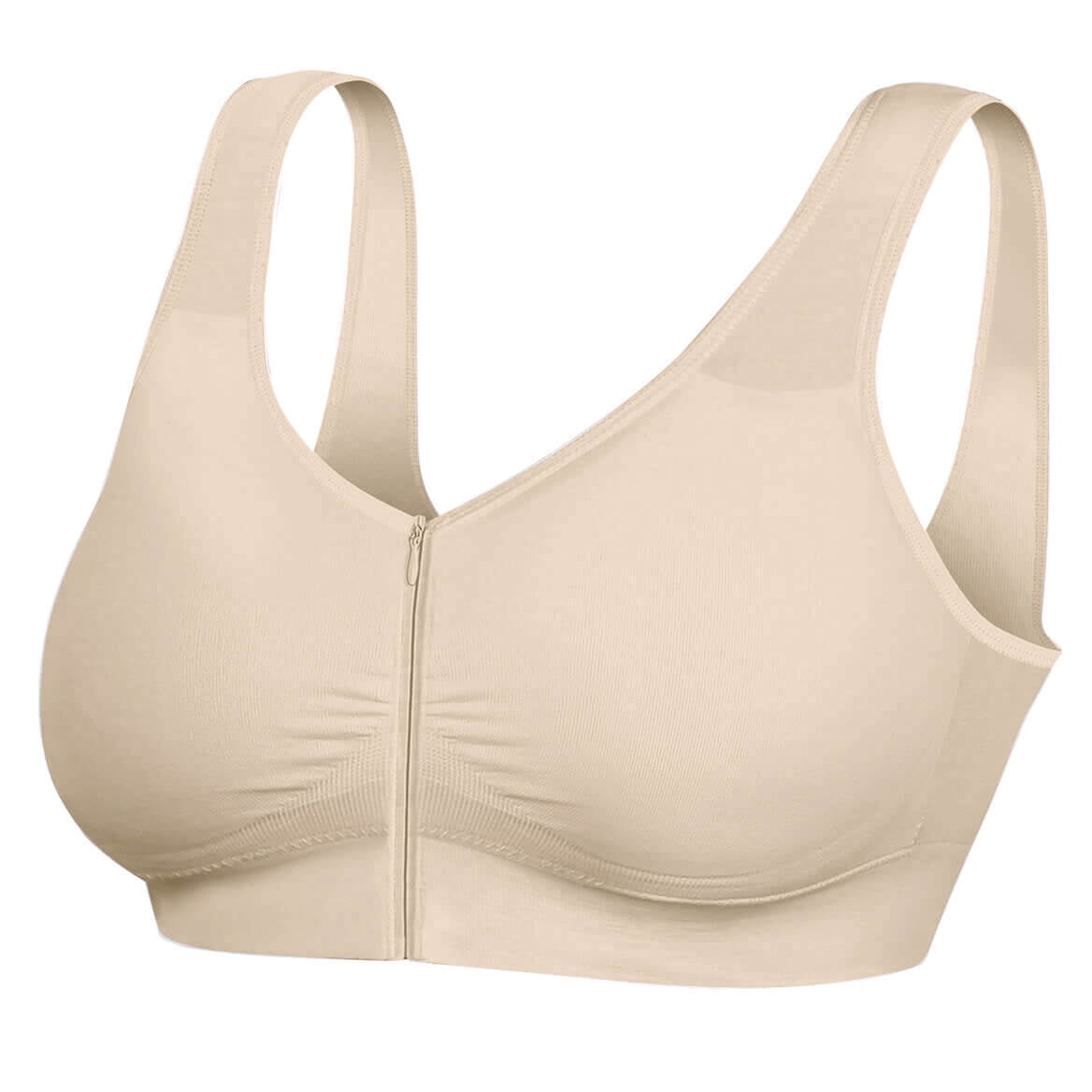 Dream Bras Copper Therapy Zip-Front Bra, Nude, Large 