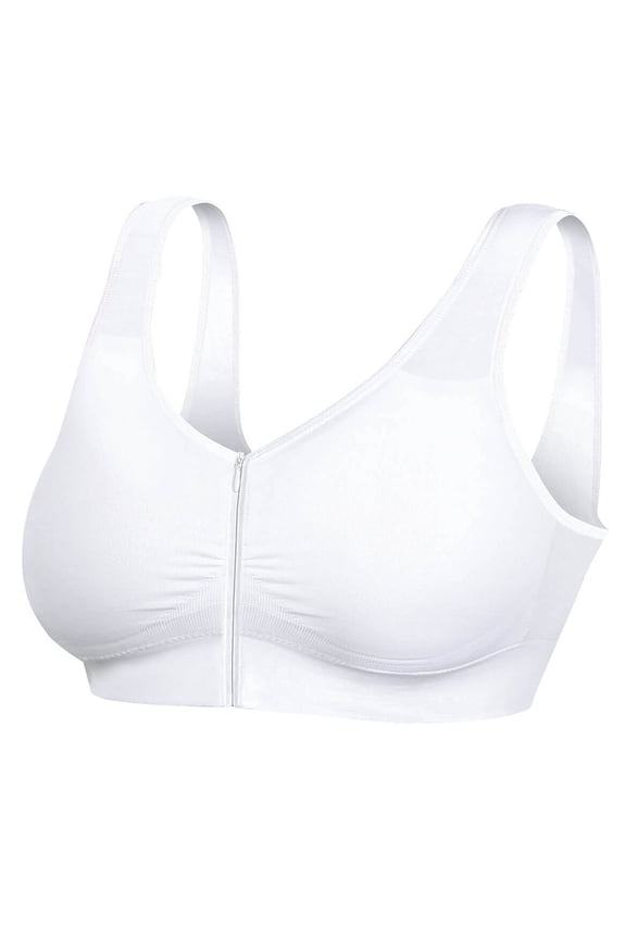 Dream Bras Copper Therapy Zip-Front Bra, White, Medium