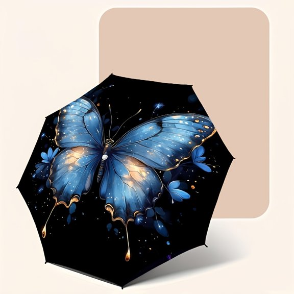 Dream Butterfly Automatic Parasol, 8 Reinforced Fiber Frames, Durable Folding Design - Elegant Gift for Commuting, Traveling, and Everyday Use