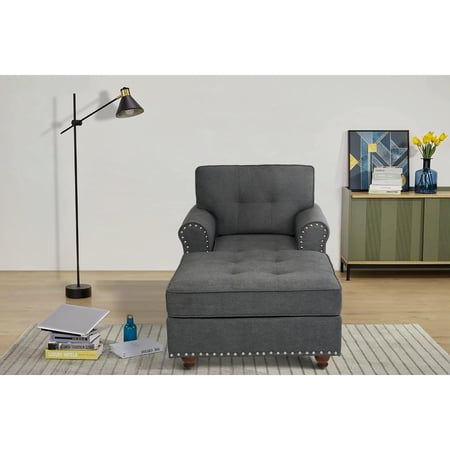 Dream C 34" Wide Linen Chaise Lounge