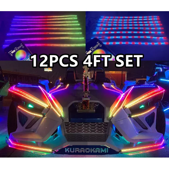 Dream CHASING Music APP +Remote LED Strips Light 12PCS 4FT Single Row Illuminated Strips Fit For Slingshot Polaris