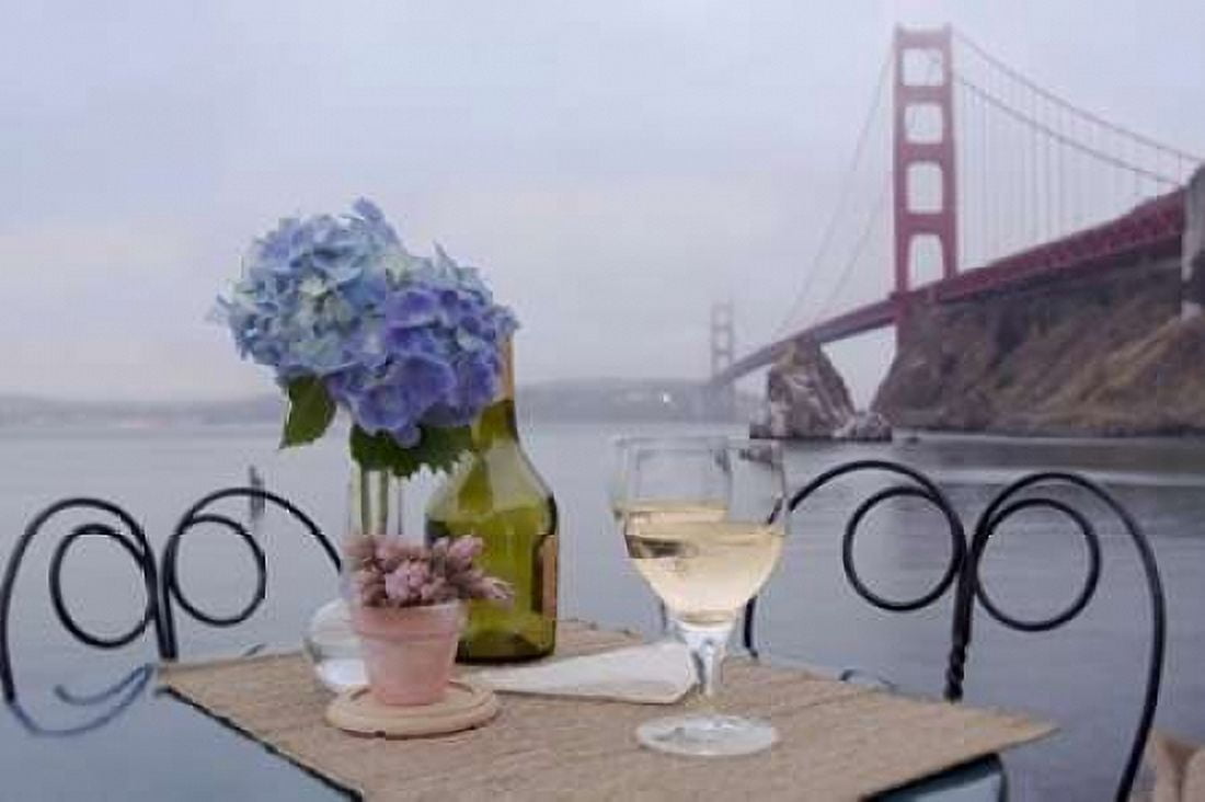 Dream Cafe Golden Gate Bridge - 3 Canvas Art - Alan Blaustein (12 x 18)