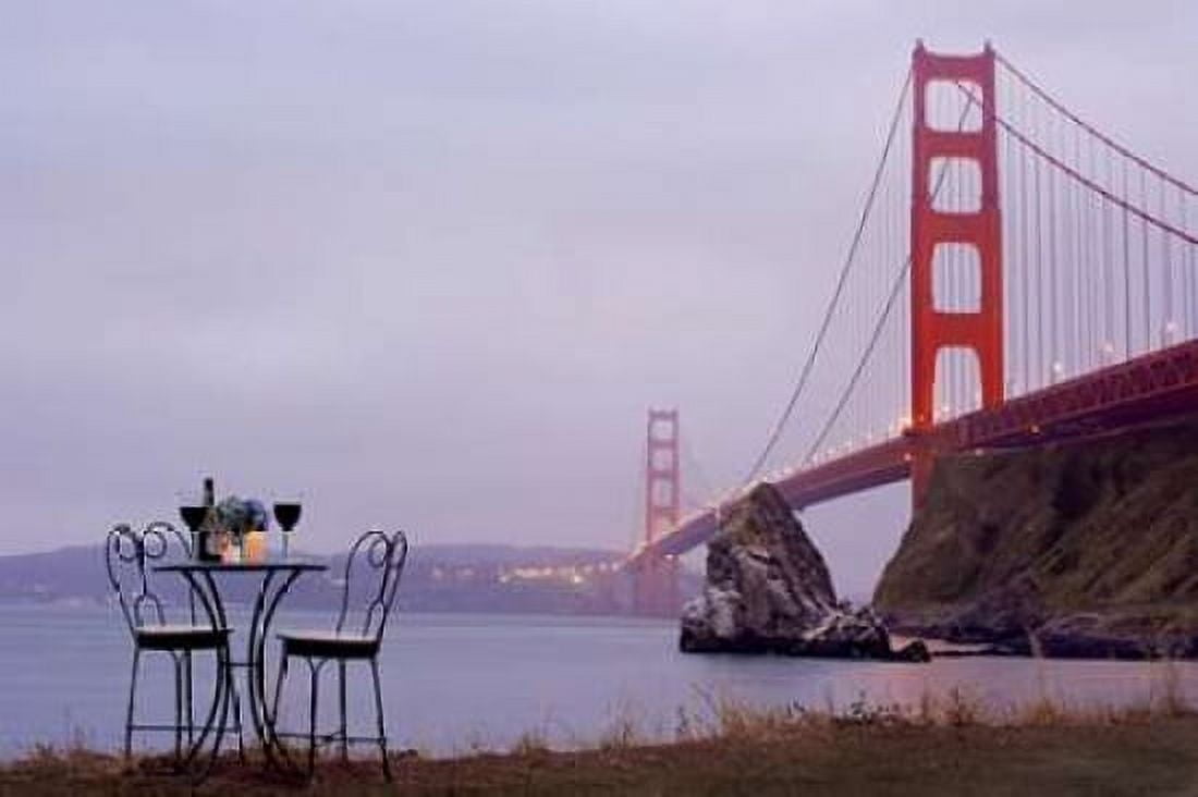 Dream Cafe Golden Gate Bridge - 35 Canvas Art - Alan Blaustein (12 x 18)