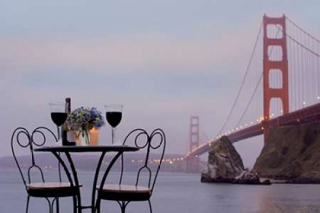 Dream Cafe Golden Gate Bridge - 37 Canvas Art - Alan Blaustein (12 x 18)