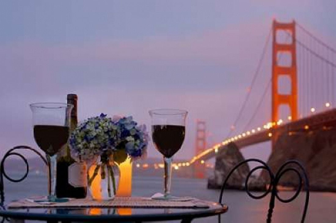 Dream Cafe Golden Gate Bridge - 41 Canvas Art - Alan Blaustein (12 x 18)