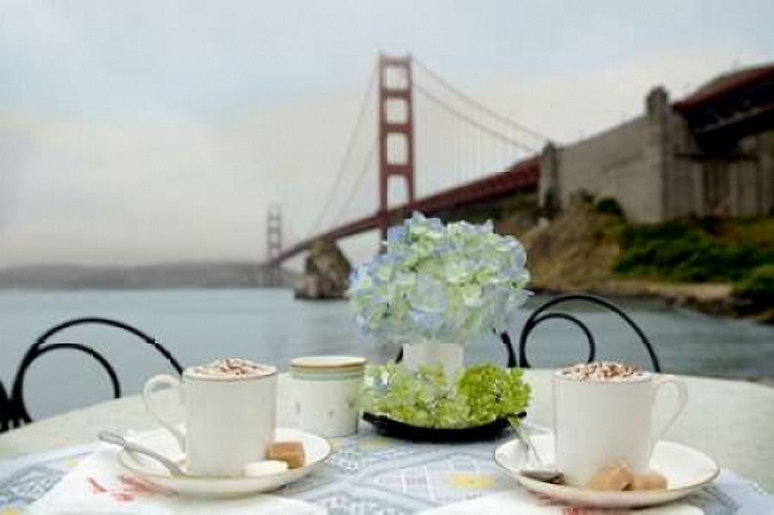 Dream Cafe Golden Gate Bridge - 5 Canvas Art - Alan Blaustein (12 x 18)