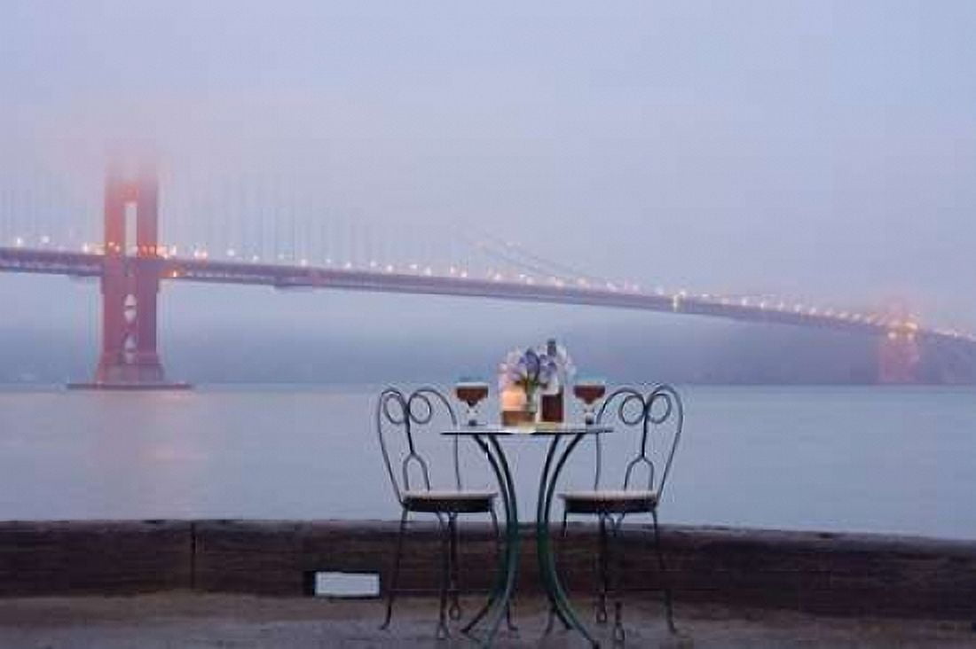 Dream Cafe Golden Gate Bridge - 53 Canvas Art - Alan Blaustein (12 x 18)