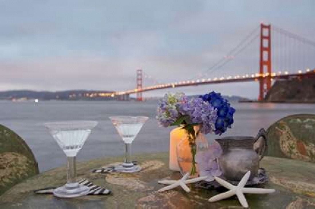Dream Cafe Golden Gate Bridge - 62 Canvas Art - Alan Blaustein (12 x 18)