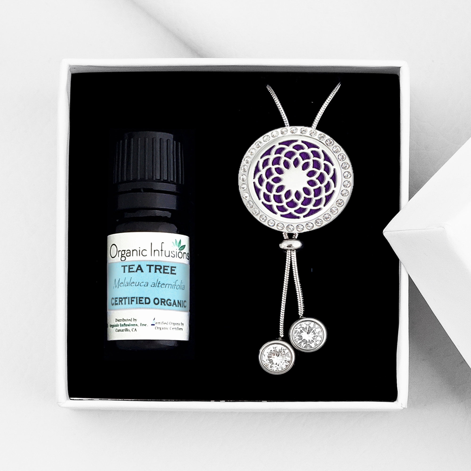Dream Catcher Aromatherapy Slide Necklace - Mother's Day Gift for Her - Tea Tree Essential Oil Pendant Diffuser - Jewelry Gift Set - Anxiety Relief - 12 Reusable Pads - Slider Chain