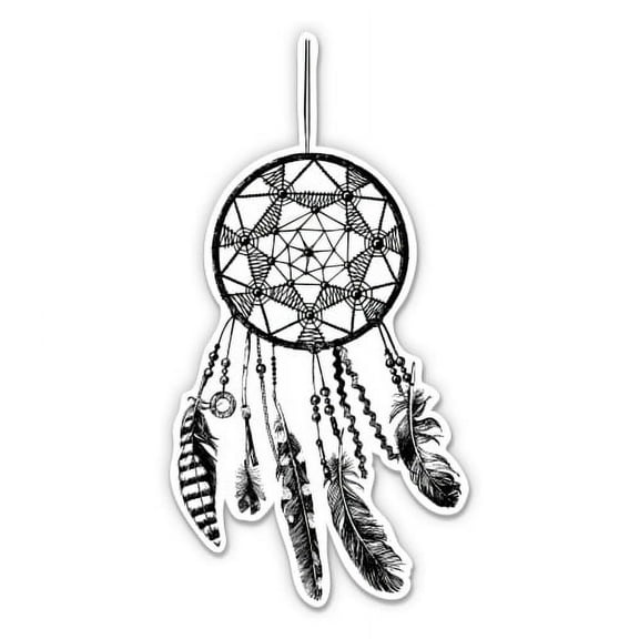 Dream Catcher Boho Feathers - 3" Vinyl Sticker - For Car Laptop I-Pad Phone Helmet Hard Hat - Waterproof Decal