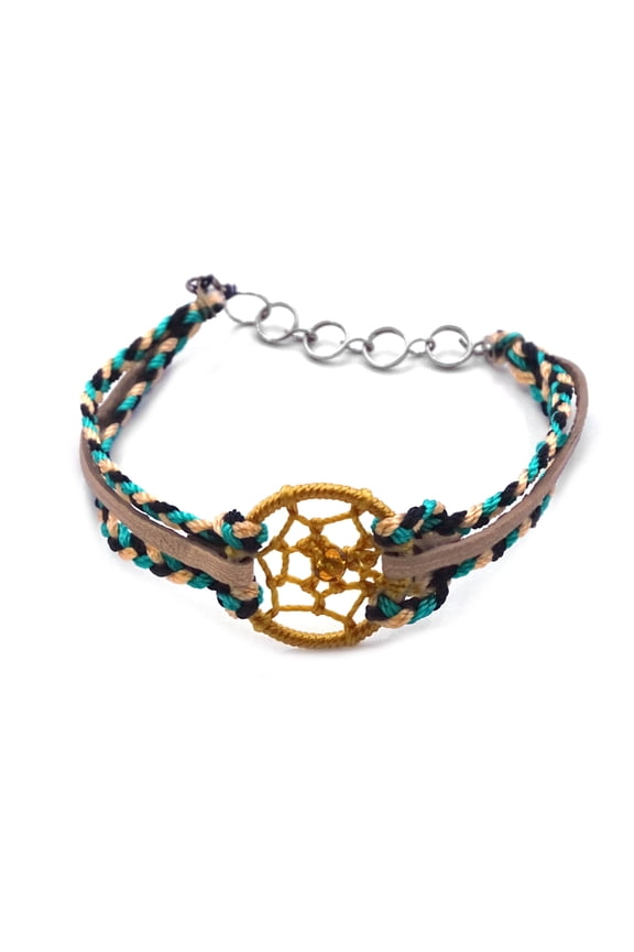 Dream Catcher Braided String Macramé Vegan Suede Multi Strand Bracelet - Womens Fashion Handmade Jewelry Boho Accessories