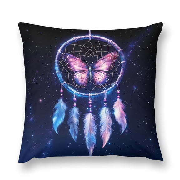 Dream Catcher And Butterfly Throw Pillow Cases Plush Pillow Cover Decorative Pillowcases Zipper Closure Cushion Covers for Couch Living Room Bedroom 12 "x12 "