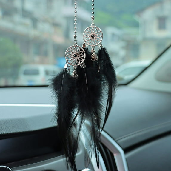 Dream Catcher Car Pendant Feather Mirror Pendant Home Decor Ornaments Car Interior Accessories Dream Catcher Feather Car Pendant