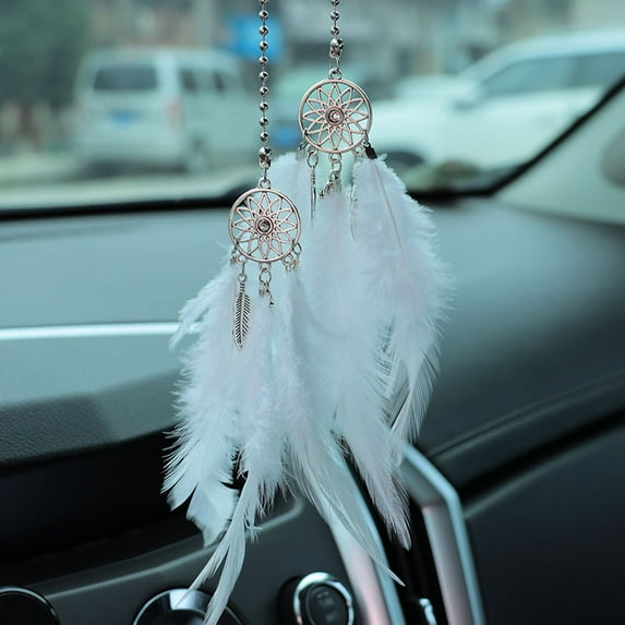 Dream Catcher Car Pendant Feather Mirror Pendant Home Decor Ornaments Car Interior Accessories Dream Catcher Feather Car Pendant