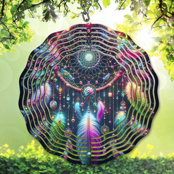 Dream Catcher Celestial Feather Wind Spinner Outdoor Garden Decor Kinetic Yard Art Unique Gift