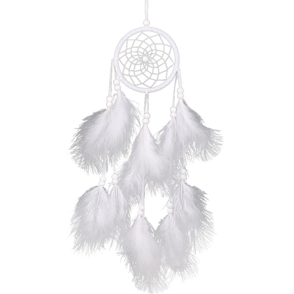 Newrys Handmade Feather Dream Catcher - Moon & Feather Hanging Decor For Car, Window, Porch - White - View #6