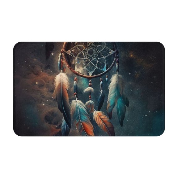Dream Catcher Feather Starry Art Front Door Mat Doormat Non Slip Bath Mats 20x31.5 Inch Bathroom Rug Entryway Carpet
