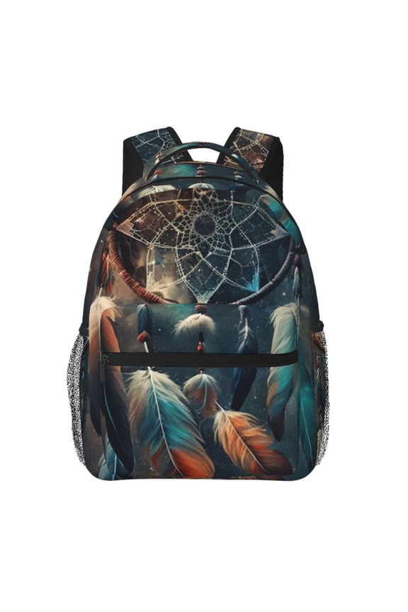 Dream Catcher Feather Starry Art Laptop Backpack Travel Rucksack for Teens Adults, Fits 15-inch Notebook