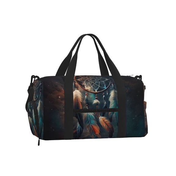 Dream Catcher Feather Starry Art Sports Duffel Bag with Shoe Compartment Travel Crossbody Bag for Gym Yoga Dance