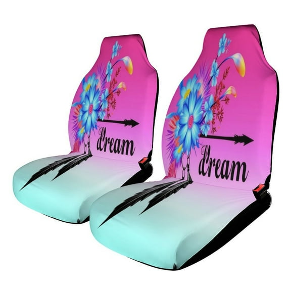Dream Catcher Floral Print Car Seat Cover Set Auto Front Bucket Cushion Protect Accessories 2 Piece