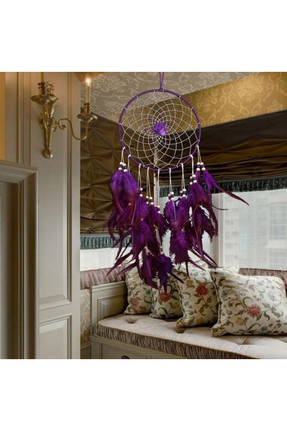 Dream Catcher, Handmade Half Circle Moon Design Dream Catcher - Feather Hanging with Star Home Decoration Ornament Festival Gift