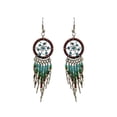 thumbnail image 1 of Dream Catcher Long Seed Beaded Metal Dangle Earrings - Womens Fashion Handmade Jewelry Boho Accessories, 1 of 2