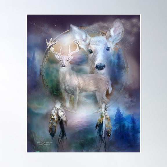 Dream Catcher - Spirit Of The White Deer Poster Wall Art, Modern Wall Decor For Living Room Bedroom, 16x24 UNFRAMED
