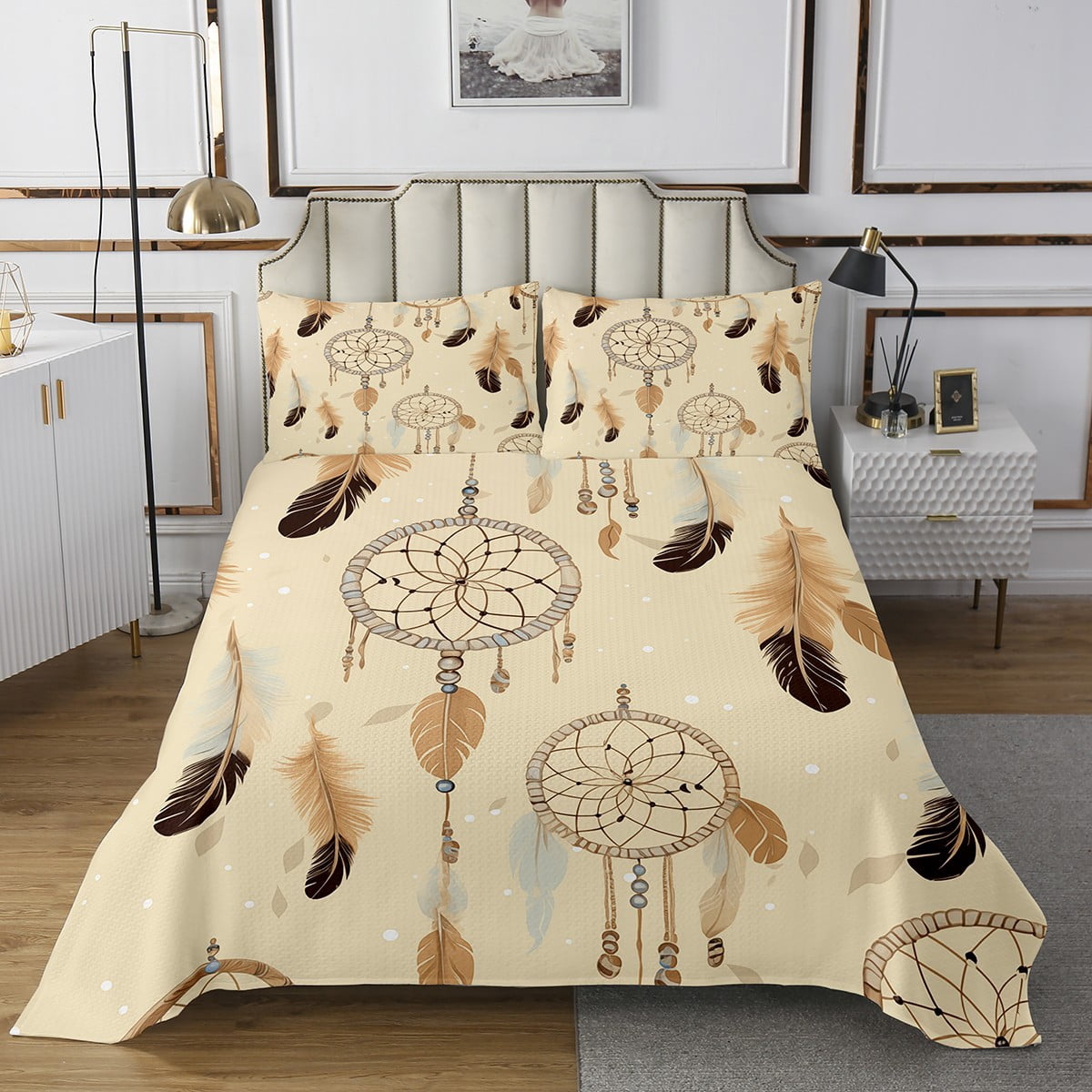 Dream Catcher Twin Bedspread Set,Tribal Dreamcatcher Feather Bedding Set,Vintage Bedspread Sets ...