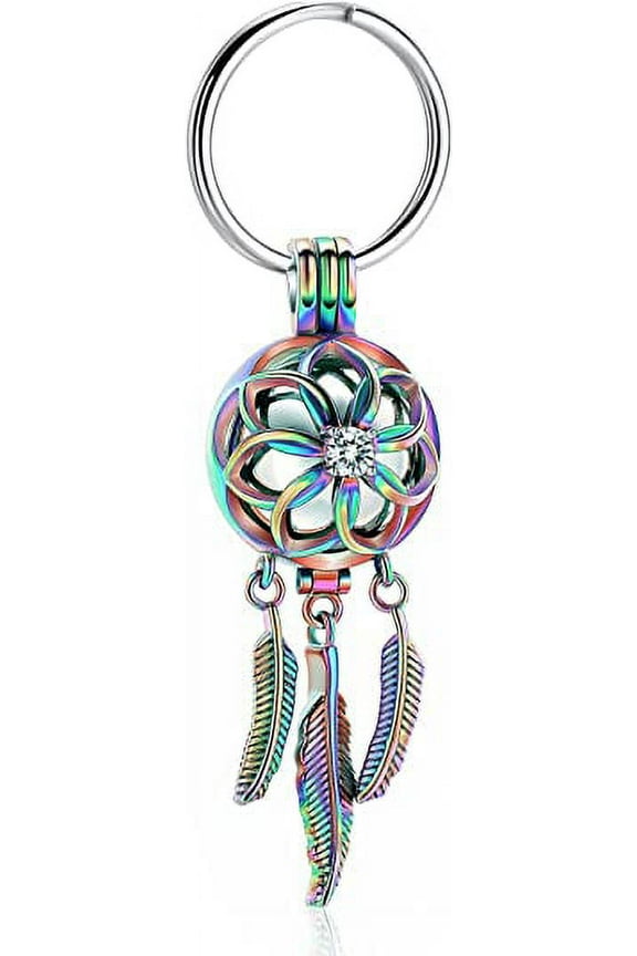 Dream Catcher Urn Keychain for Ashes Angel Wing Cremation Urn Pendant Necklace Hollow Dream Catcher Urn Keychain Keepsake Memorial Lockets