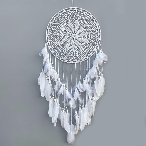 Dream Catcher Wind Chimes, Perfect Boho Wall Decor for Car, Kids' Bedroom, and Home, Handmade White