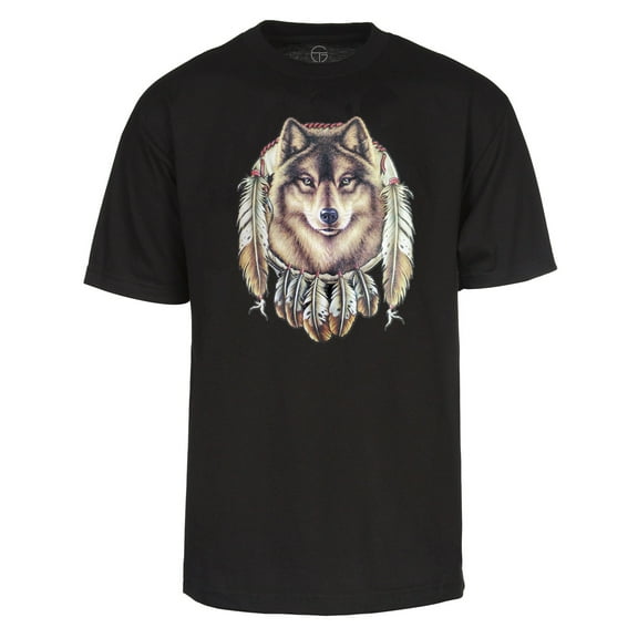 Dream Catcher Wolf T Shirt, Black, XL