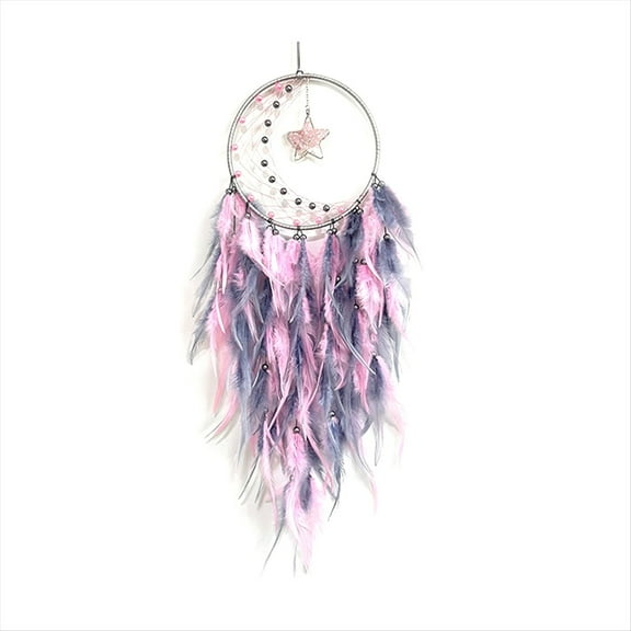 Dream Catcher for Bedroom, Dream Catcher with Star Pendant, Dream Catcher for Wall Hanging Craft Gifts Pink