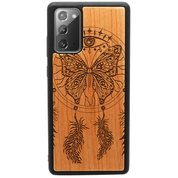 Dream Catcher with Butterfly - Engraved Phone Model: Samsung Note 20, Color: Cherry