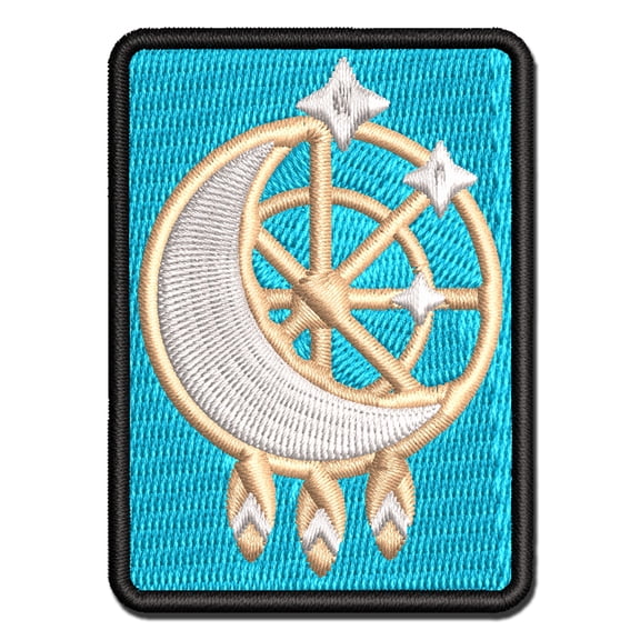 Dream Catcher with Moon and Stars Applique Multi-Color Embroidered Hook & Loop Patch - 2.0 Inch Mini