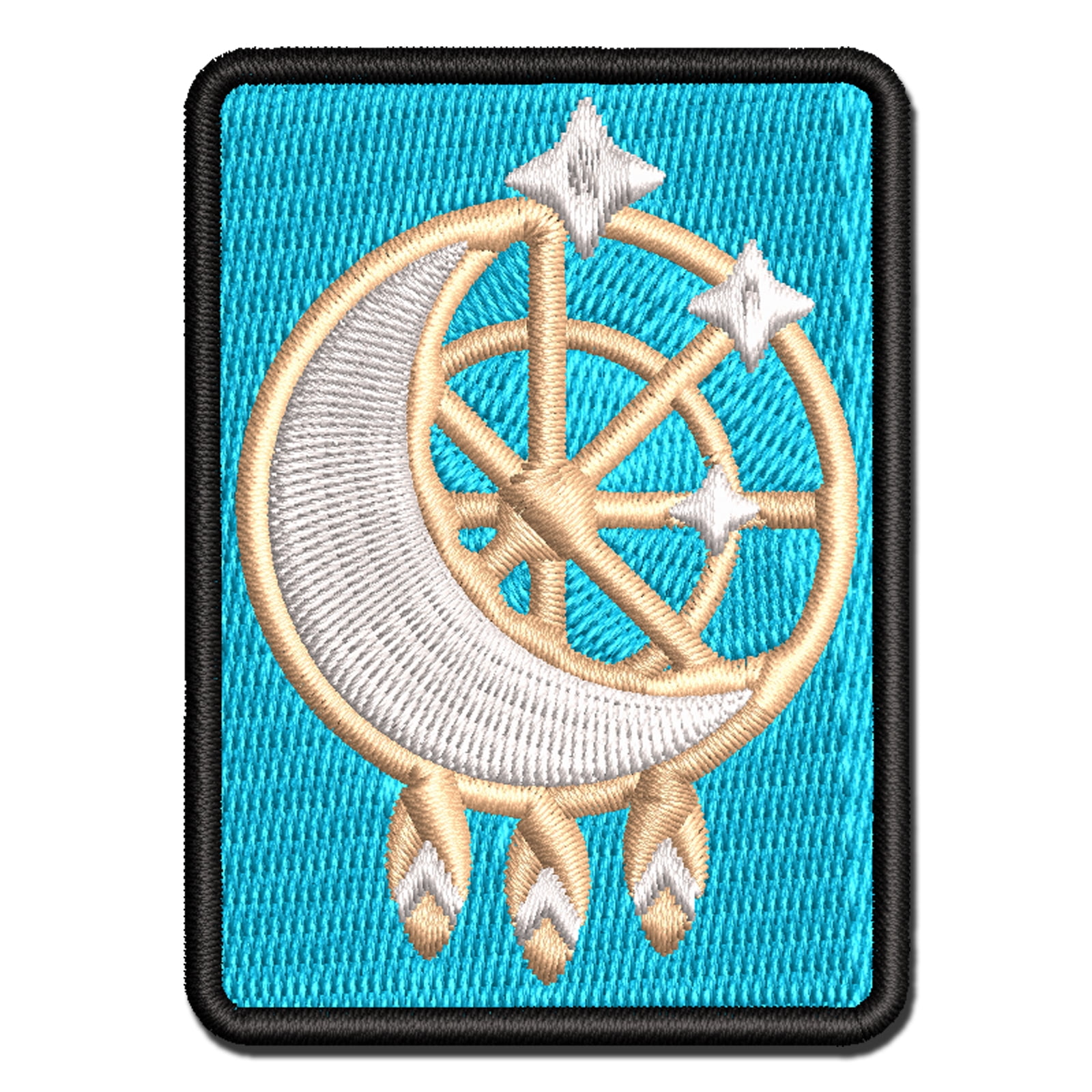 Dream Catcher with Moon and Stars Applique Multi-Color Embroidered Iron-On Patch - 3.5 Inch Large