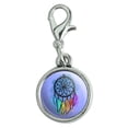 thumbnail image 1 of Dream Catcher with Rainbow Feathers Watercolor Sketch Antiqued Bracelet Pendant Zipper Pull Charm with Lobster Clasp, 1 of 4