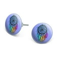 thumbnail image 1 of Dream Catcher with Rainbow Feathers Watercolor Sketch Novelty Silver Plated Stud Earrings, 1 of 3
