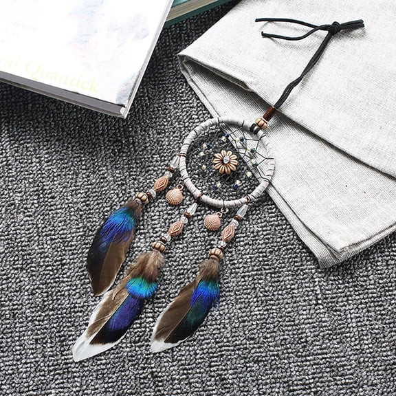 Dream Catchers,11.8" Long Handmade Dream Catcher Wall Hanging Room Decor with Beads,Brown Feather for Car,Bedroom,Door Decoration,Craft Gift(2pcs)
