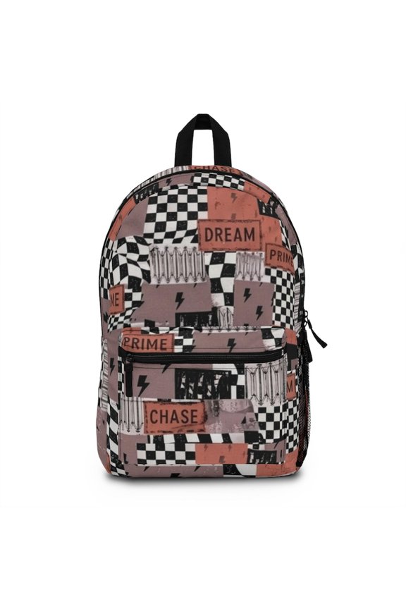 Dream Chase Checkerboard Backpack | Lightning Bolt Pattern