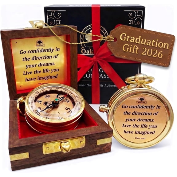 The Dream Chaser Compass - Go Confidently -2026 Unique Graduation Gifts for Him, College, High School, Cool Birthday Gift Idea for Son, Boys, Motivational Greeting Card Included
