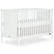 Dream On Me Clover 4 In 1 Modern Island crib With Rounded Spindles I Convertible Crib I Mid- Century Meets Modern I Coordinates With The Clover Changing Table In White Finish