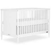 Dream On Me Clover 4 In 1 Modern Island crib With Rounded Spindles I Convertible Crib I Mid- Century Meets Modern I Coordinates With The Clover Changing Table In White Finish
