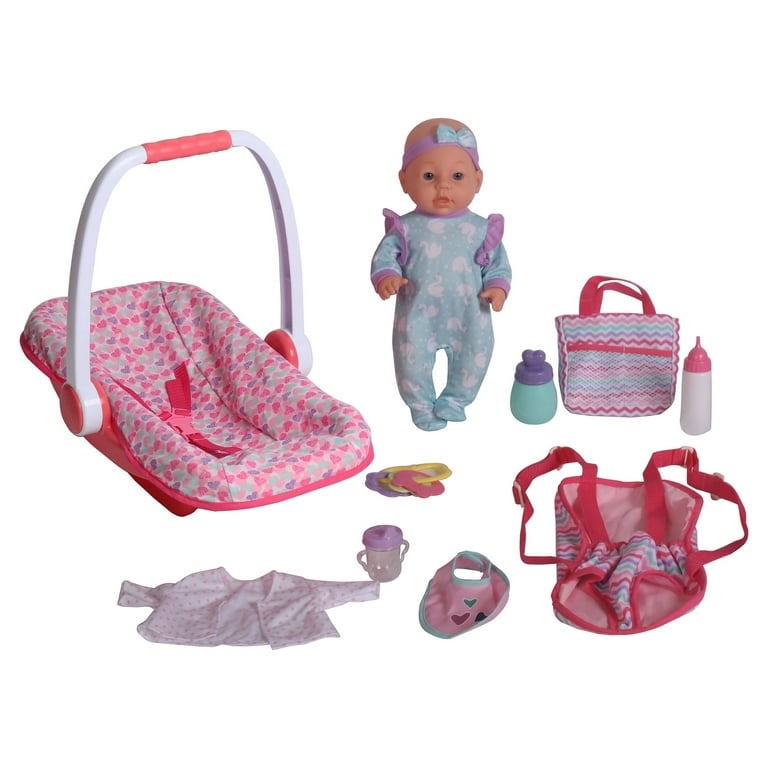 Dream Collection Baby Doll Playset with Carrier and Accessories, 10 Pieces
